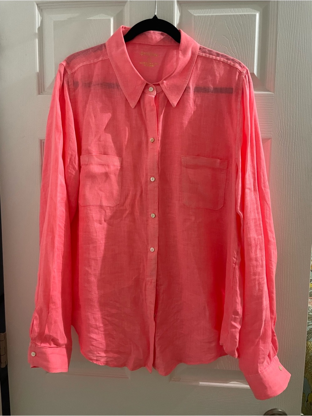 Lilly Pulitzer Sea View Linen Button Down Shirt - Size XL